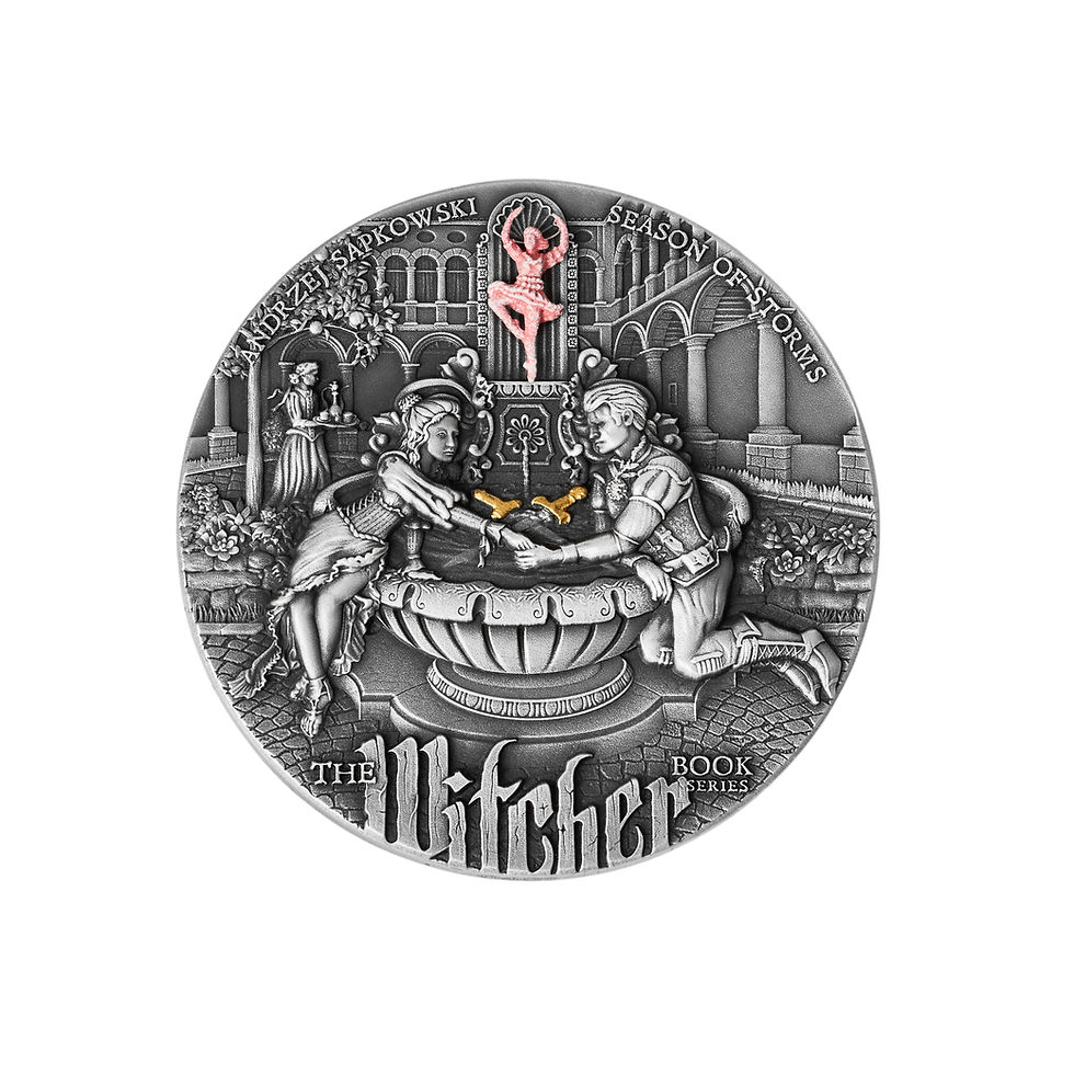 Miniatura: Season of Storms - The Witcher Book Series 2oz High Relief Silver - $5 Niue 2025