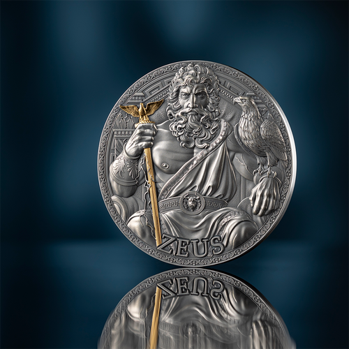 Zeus The Great Greek Mythology 3 oz Antique finish Silver Coin
