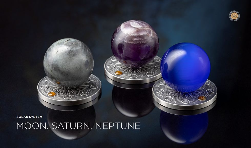 Miniatura: Neptune Solar System 2 oz Antique finish Silver Coin 10 Cedis Ghana 2025