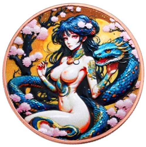 Miniaturbild: 2025 Year of the Spicy Lunar Snake 33g Colorized Copper Round in Card