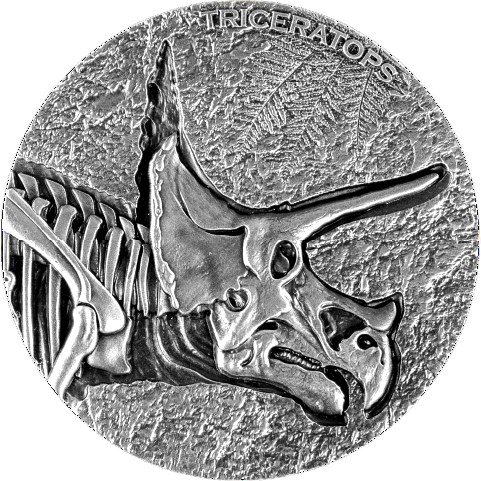 Miniatura: TRICERATOPS Legend of Lost Dinosaurs Set 2 x 2 Oz Silver Coins 10000F Chad 2024
