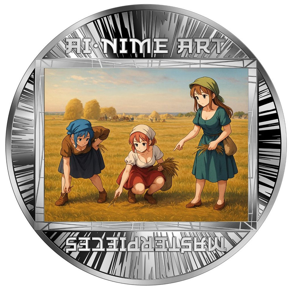 Miniatura: The Gleaners - AI•NIME Art series 1/2oz .999 Silver 500 Francs CFA Cameroon 2025