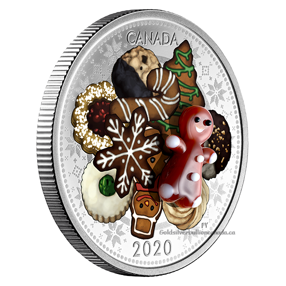 Thumbnail: 2020 Canadian $20 Murano Holiday Cookies - 1 oz Fine Silver Coloured Coin