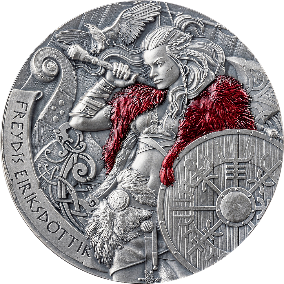 Miniatura: FREYDIS EIRIKSDOTTIR - The Way to Valhalla - 2oz Silver Coin 2000F Cameroon 2024