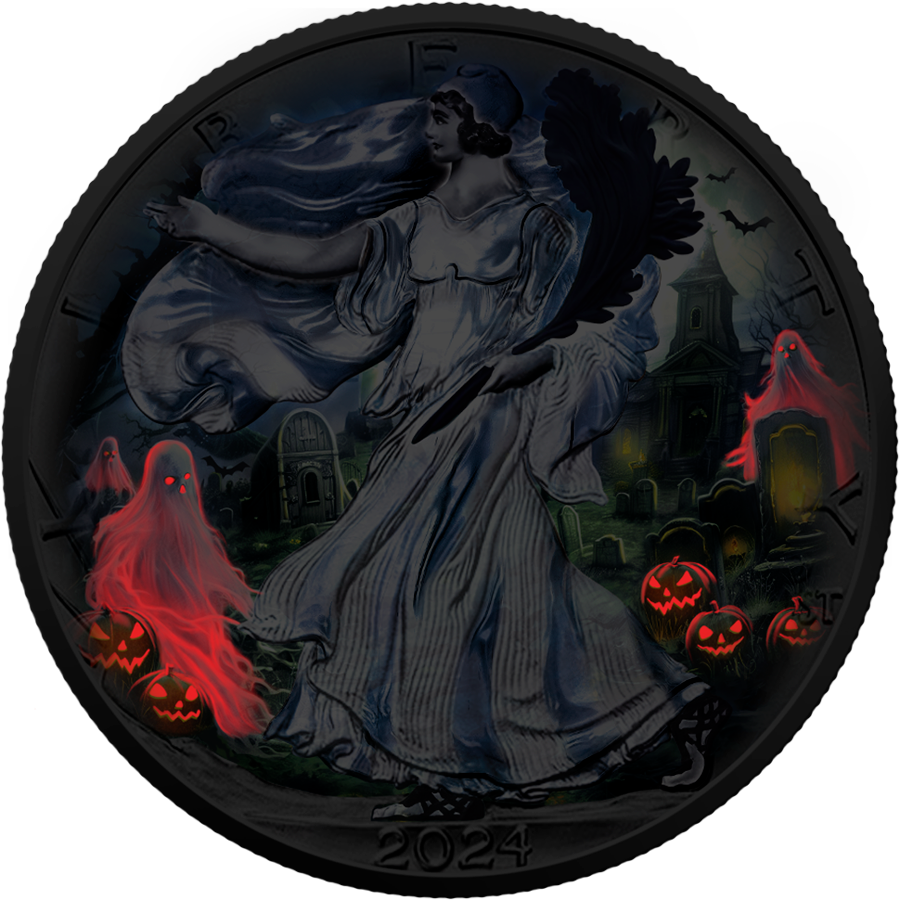 Thumbnail: Ghost Night - Halloween 1oz .999 Silver American Eagle $1 USA 2024