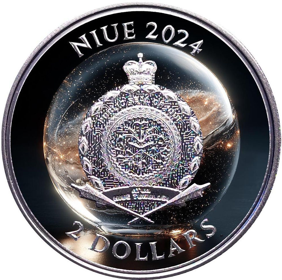 Miniatura: ICE GALAXY Bitcoin 1 Oz Silver Coin 2$ Niue 2024