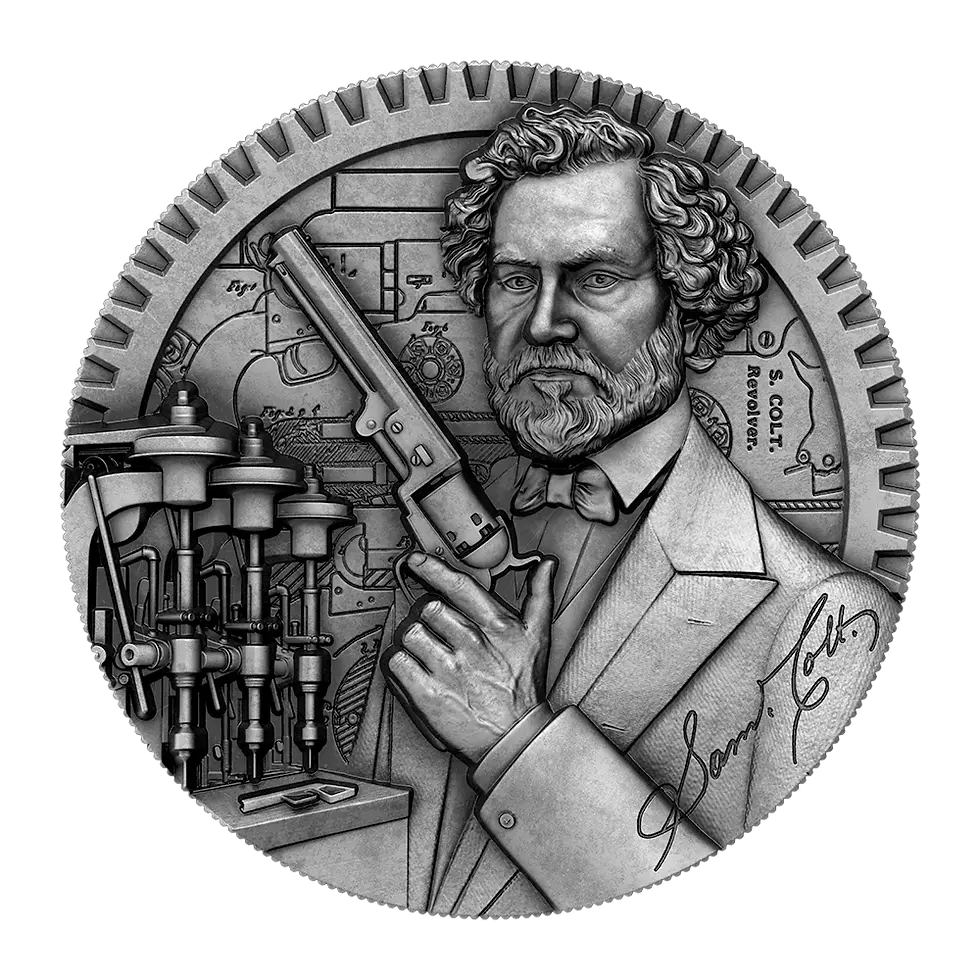 Miniatura: Samuel Colt - 2 oz .999 High Relief Silver Coin - 5 Tala Samoa 2025