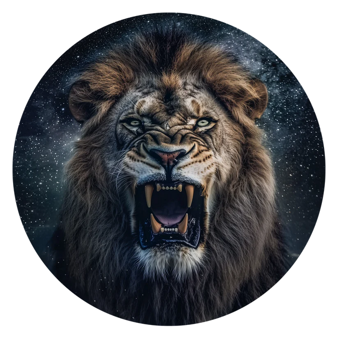 Miniature : The King Lion 1oz .999 Silver Colorized Bullion Round