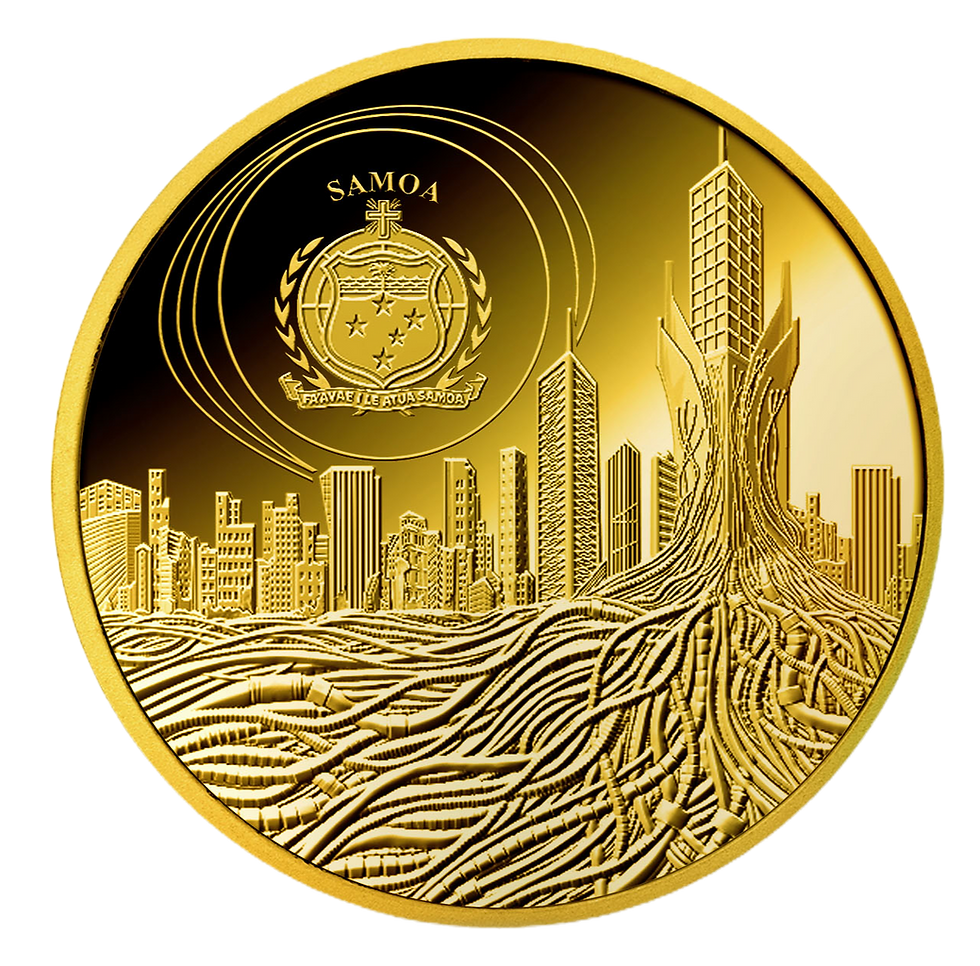 Miniatura: AI CYBORG Artificial Intelligence Gold Coin 50$ Tala Samoa 2023