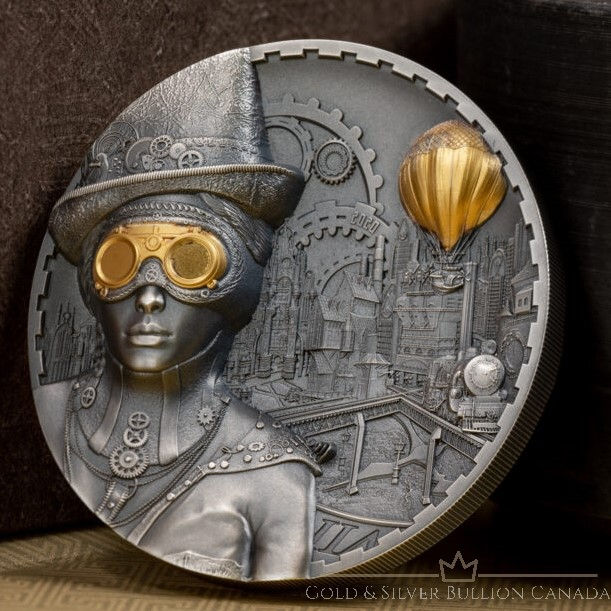 2020 $20 Cookinseln 3oz Antiksilber Steampunk Hochrelief