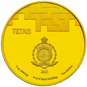 Miniatura: 2021 1oz Niue Silver Tetris St. Basil's Cathedral Red Colorized Gold Gilded Coin