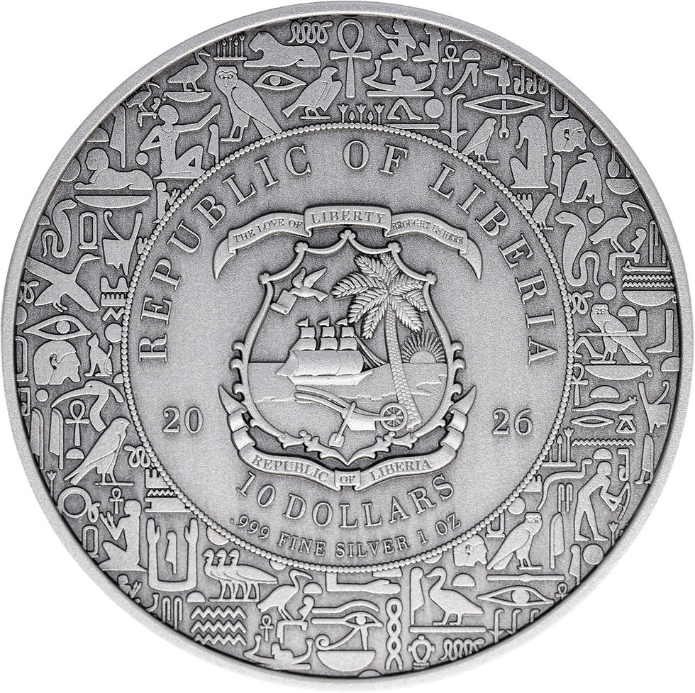 Miniature : Anubis - Egyptian Heritage series - 1oz .999 High Relief Silver 10$ Liberia 2026