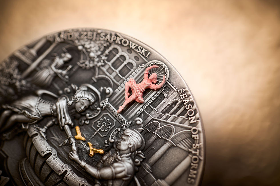 Miniatura: Season of Storms - The Witcher Book Series 2oz High Relief Silver - $5 Niue 2025