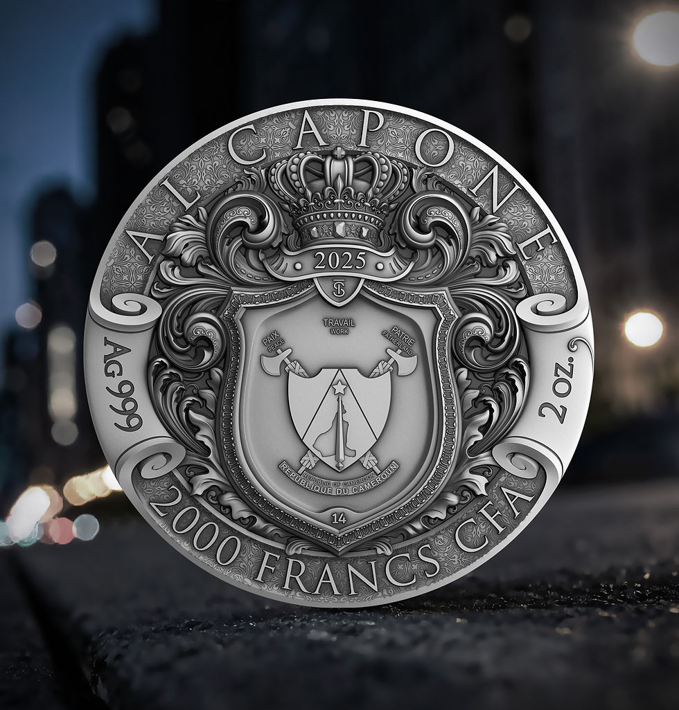 Miniatura: AL CAPONE: Empires of Crime series - 2oz .999 High Relief Silver $5 Niue 2025