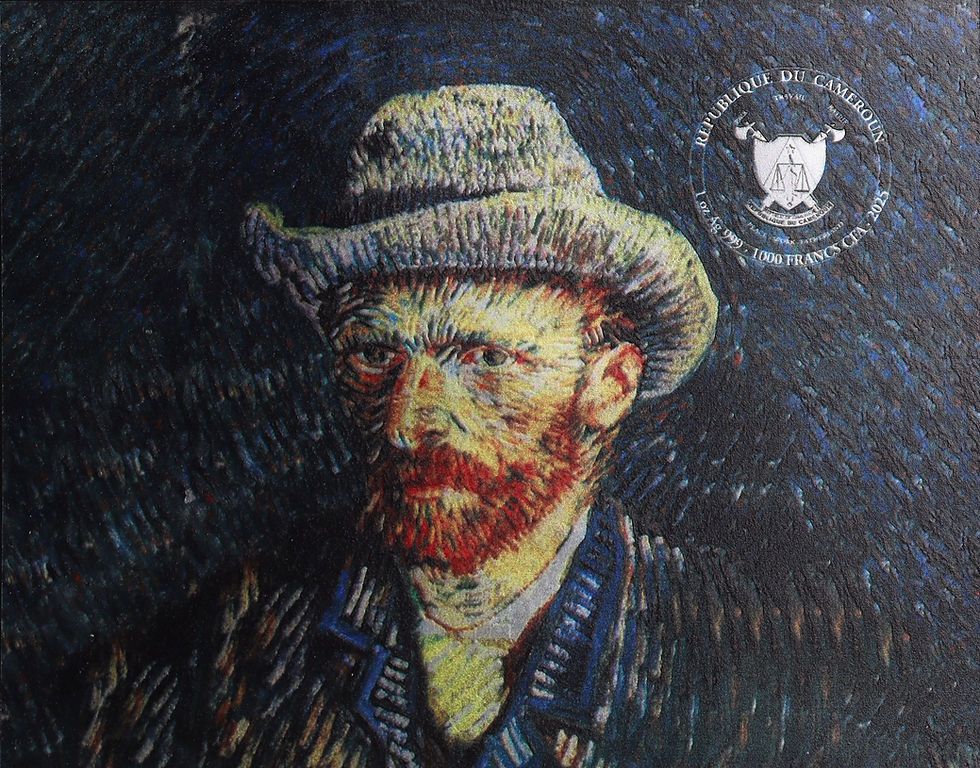 Miniatura: Starry Night 1889 by Vincent Van Gogh - 1oz .999 Silver 1000F Cameroon 2025