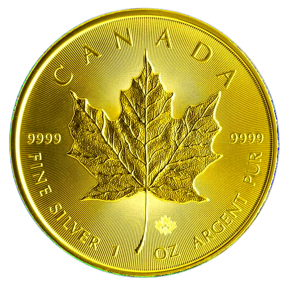 Miniatura: MAPLE LEAF 1oz 999.9 Silver Coin 24kt Gold Glided Edition 5$ Canada 2023