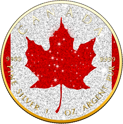 Thumbnail: DIAMOND FLAG Maple Leaf 1 Oz Silver Coin 5$ Canada 2024