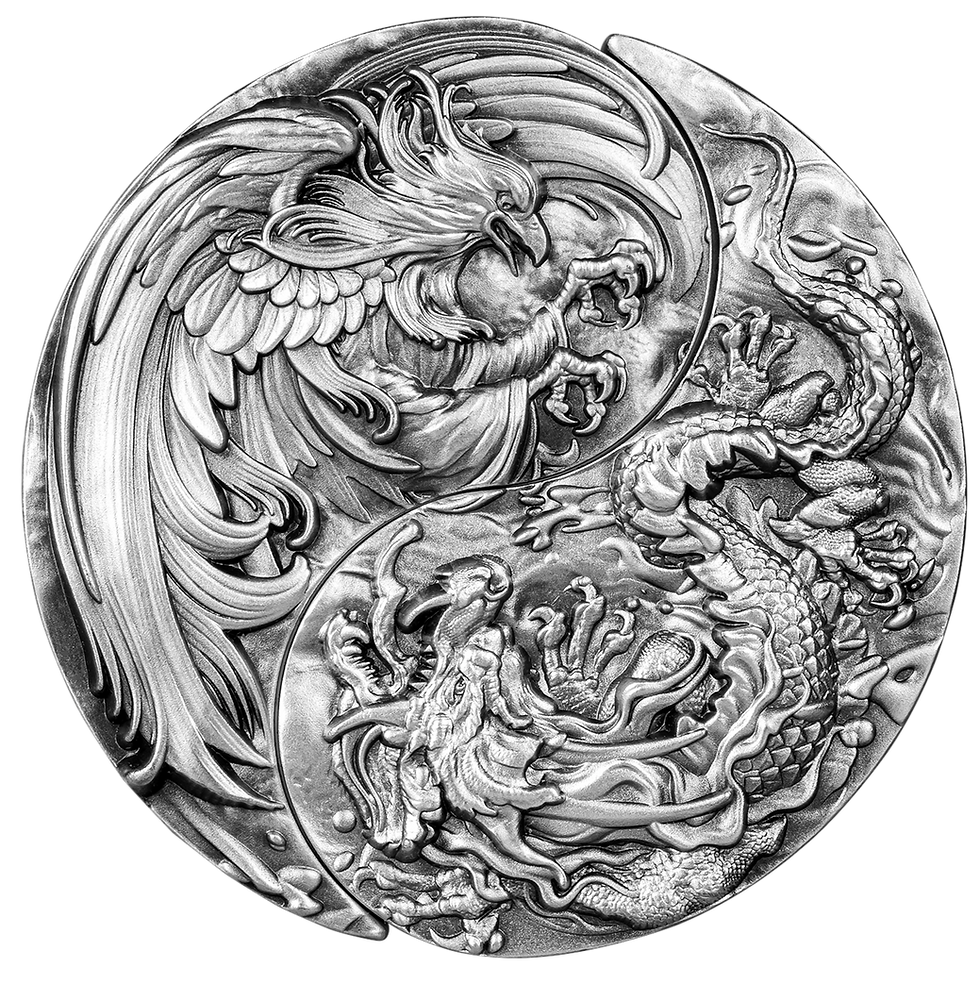 Miniaturbild: Yin Yang Dragon & Phoenix 2x 1 oz 999 Fine Silver Coin – Chad 2023 – 5000 Francs