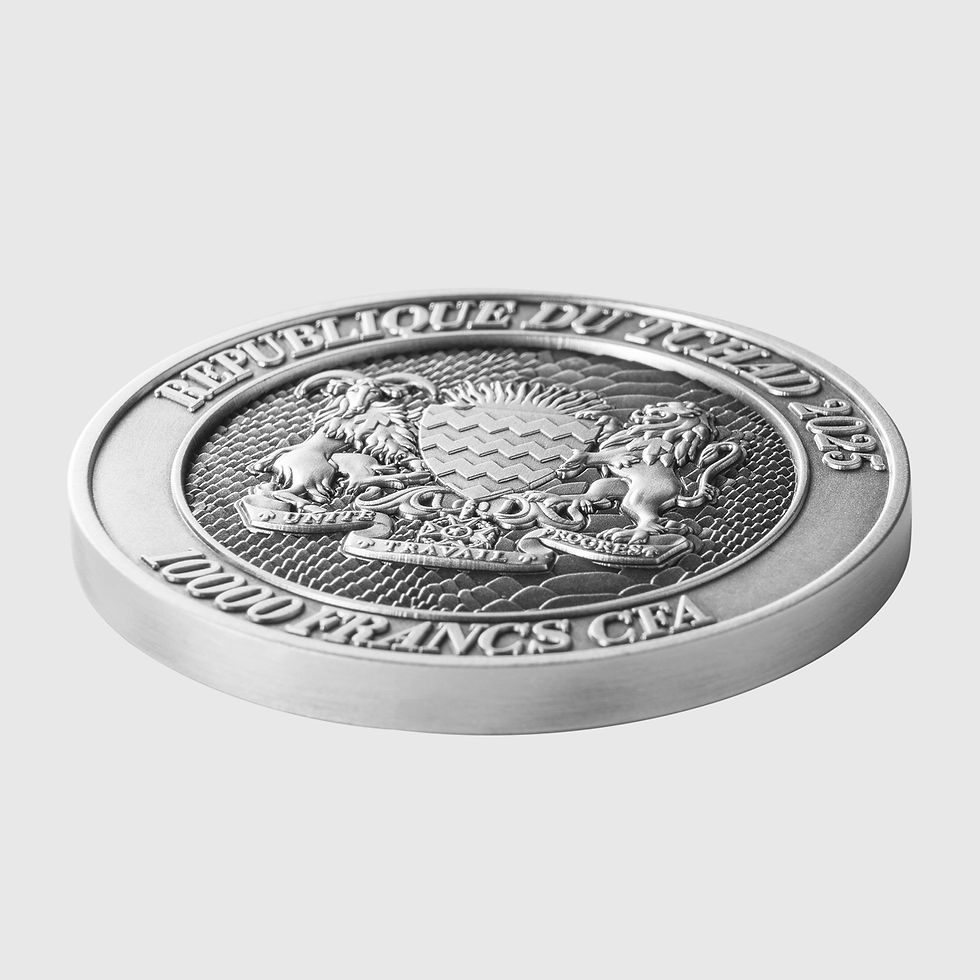 Miniatura: Serpent Emerging From Lair - 2 oz antique Silver Coin 10000 Francs CFA Chad 2025