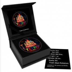 Thumbnail: TETRIS™ St Basil's Cathedral Black 1 Oz Silver & Ruthenium Colorized Coin 2$ Dol