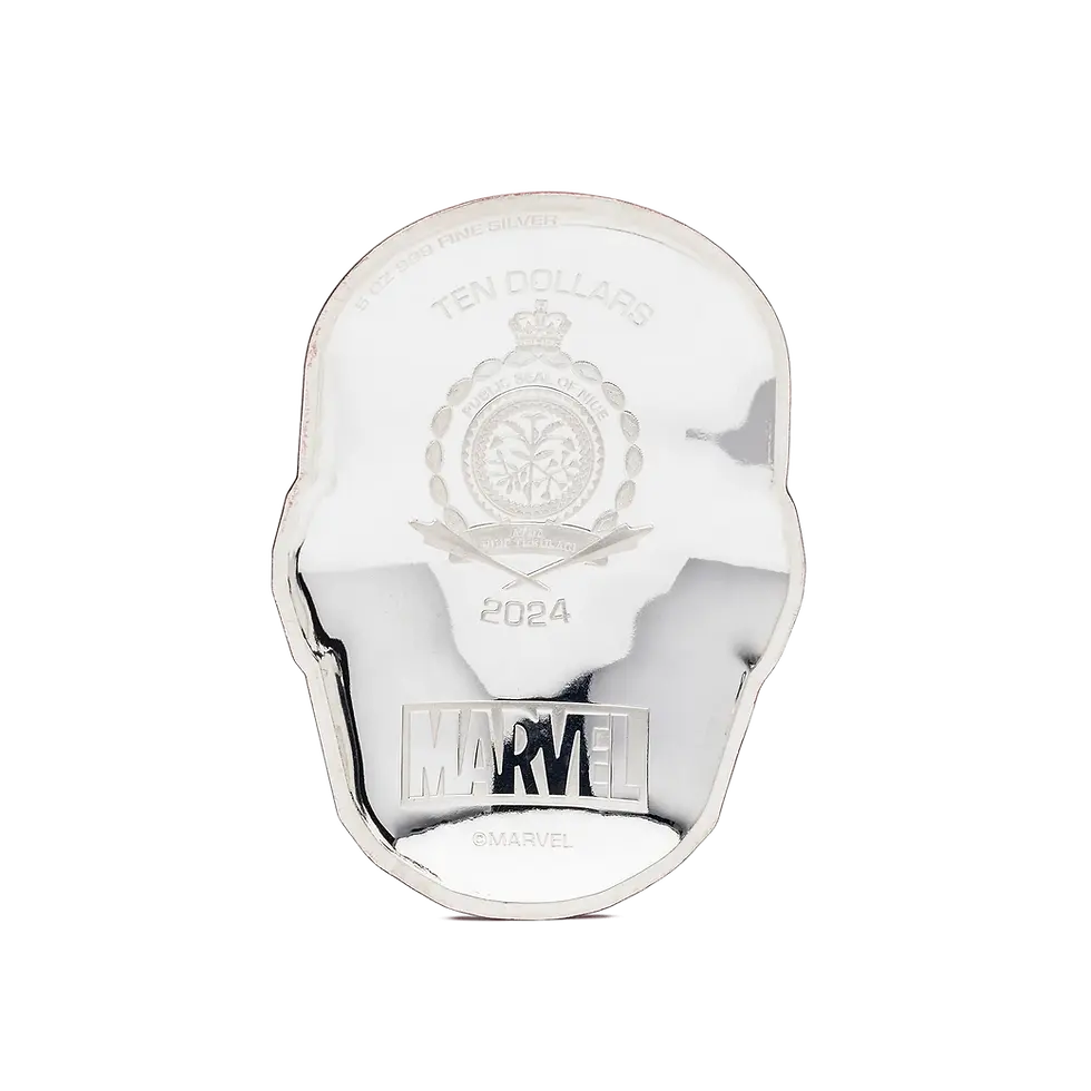 Miniatura: Marvel - Iron Man Helmet 5oz Silver Coin $10 Niue 2024