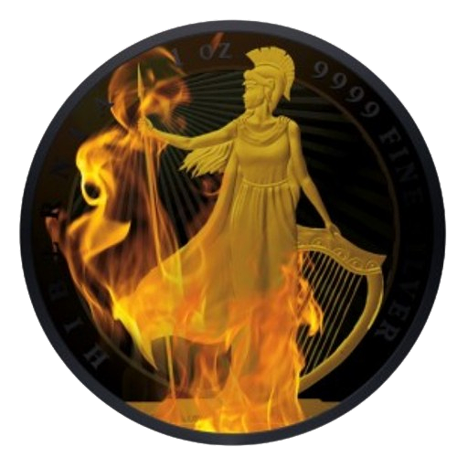 2023 1oz Niue Hibernia Burning Colorized Silver Coin