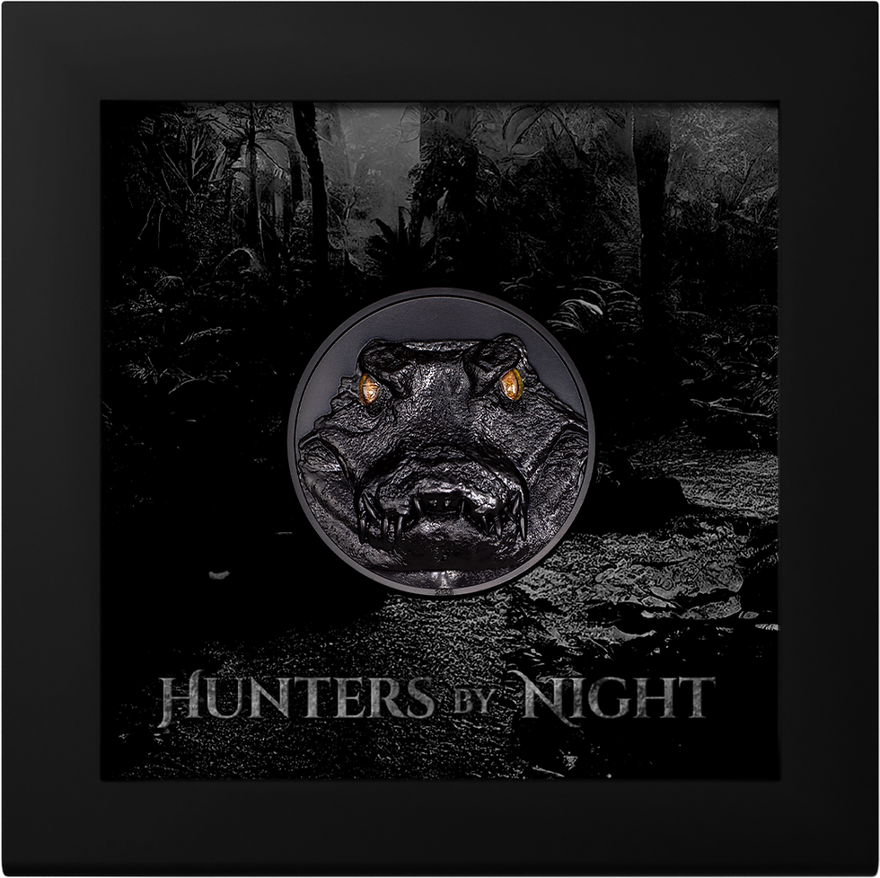 Thumbnail: CAIMAN Hunters By Night 2 Oz Silver Coin 10$ Palau 2023