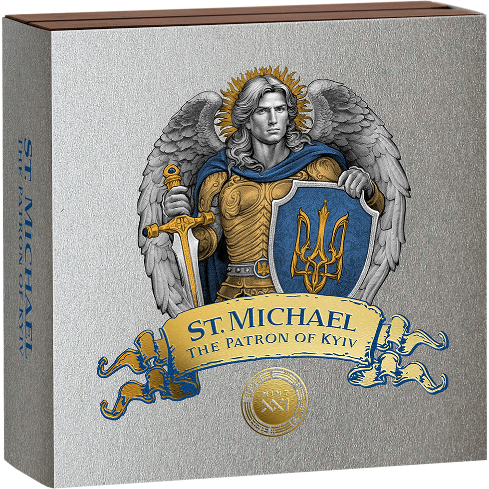 Miniaturbild: St. Michael: The Patron of Kyiv 5 oz Antique finish Silver Coin 10$ Niue 2024