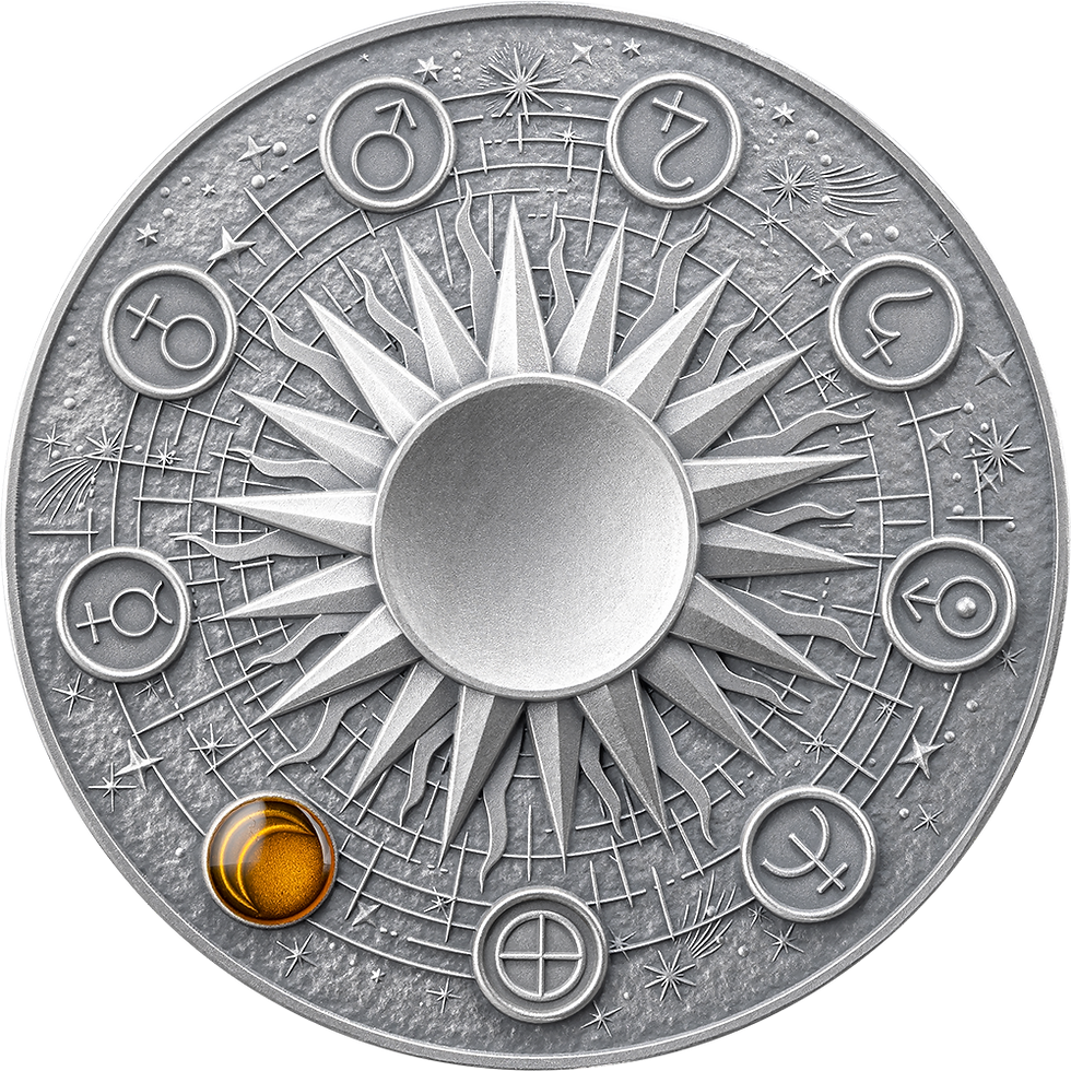 Miniatura: Moon Solar System 2 oz Antique finish Silver Coin 10 Cedis Ghana 2025