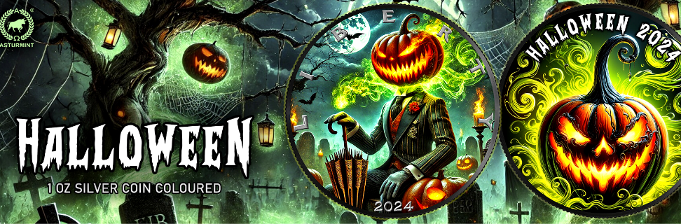 Miniatura: Halloween - 1oz .999 Silver American Eagle Colored - $1 USA 2024