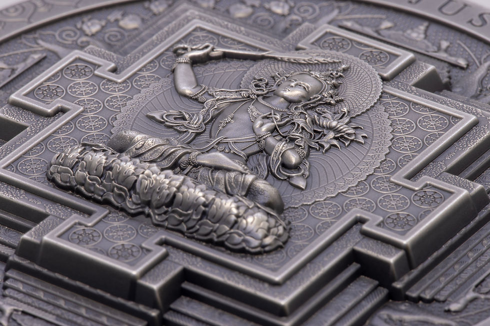 Thumbnail: MANJUSHRI MANDALA Archeology Symbolism Antique 3 Oz Silver Coin  Mongolia 2024