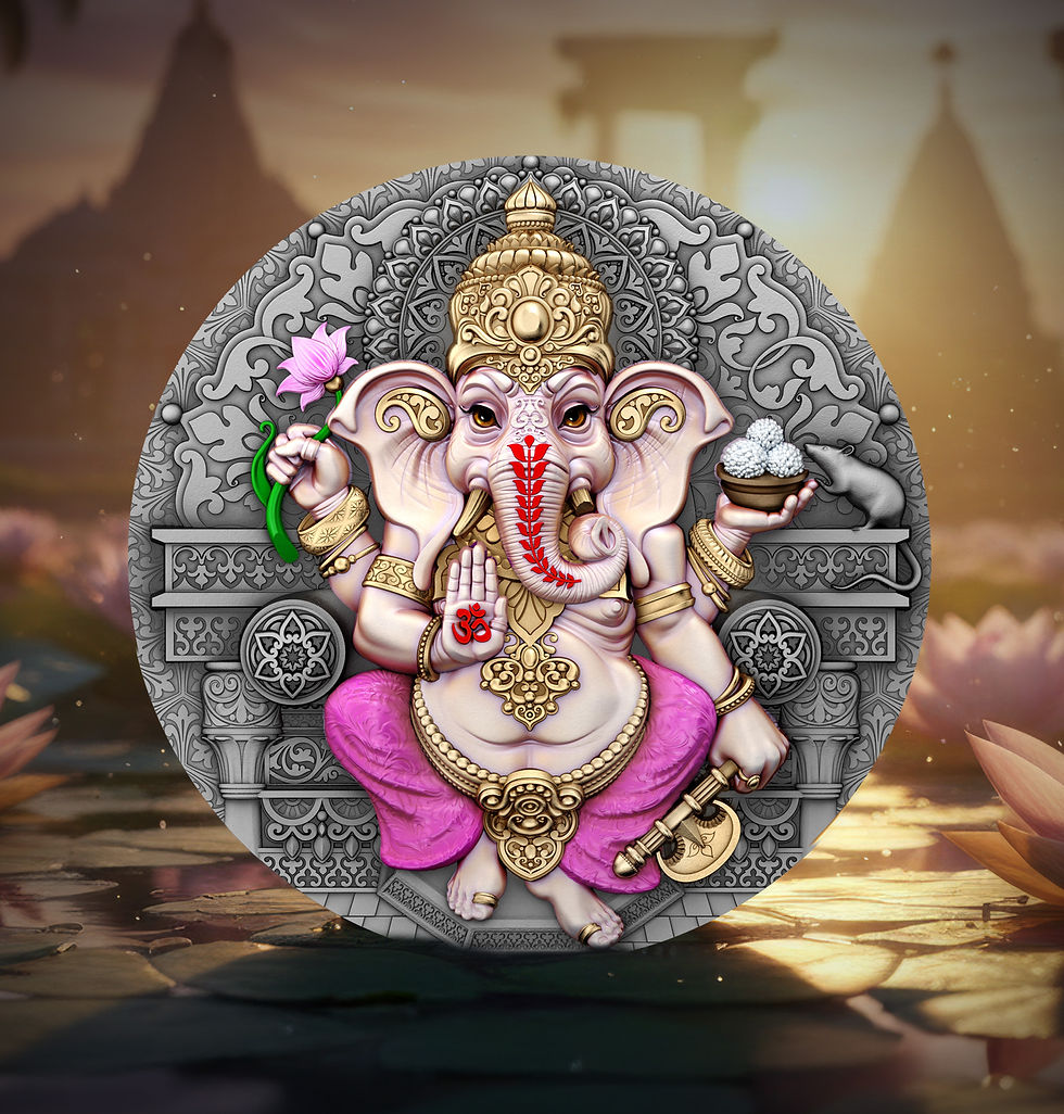 Miniature : GANESHA - Hindu Pantheon - 2oz .999 High Relief Silver Coin  5$ Niue 2025