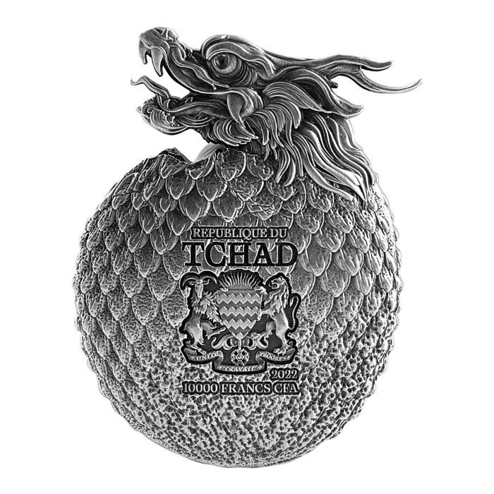 Miniatura: CHINESE DRAGON EGG Shape (SILVER) 2 Oz Silver Coin 10000 F Cha