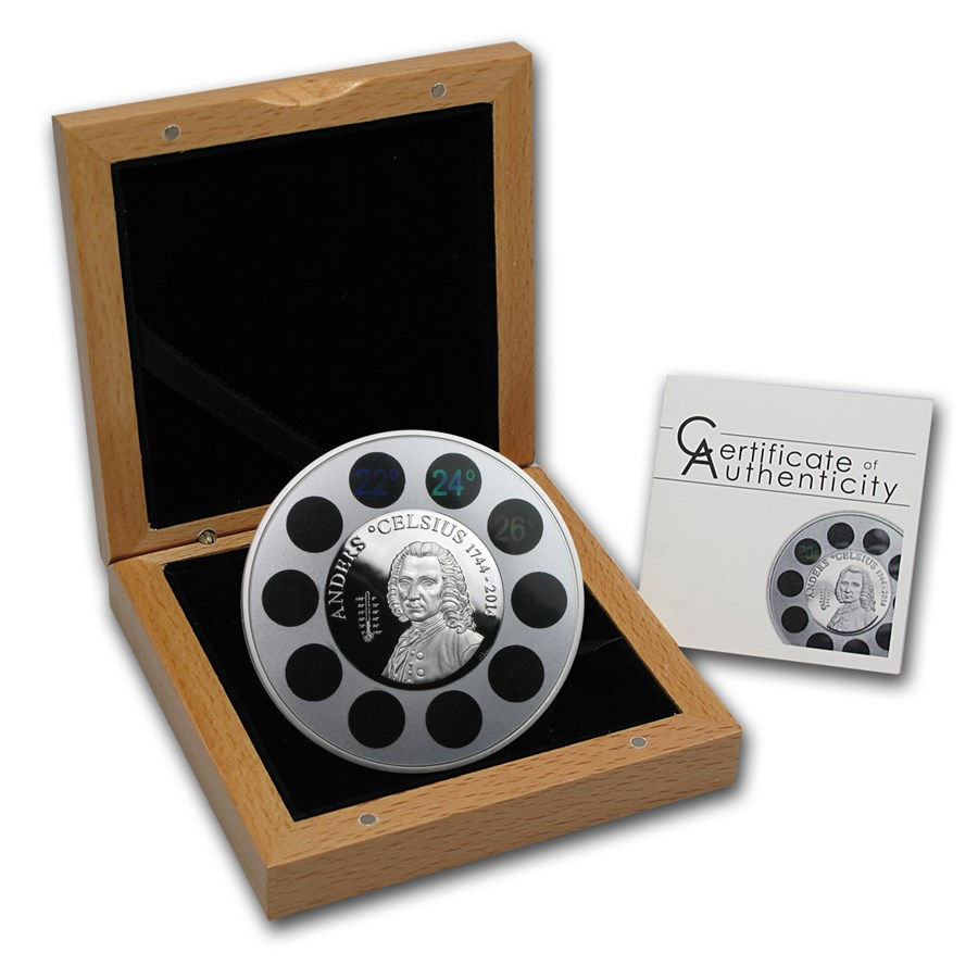 Anders Celsius - 1oz .999 Silver Coin - $5 Cook Islands 2014