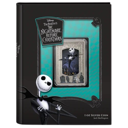 Miniatura: KOSZMAR PRZED ŚWIĄTECZNYM JACK SKELLINGTONEM – 2021 1 OZ CZYSTE SREBRNA MONETA – N
