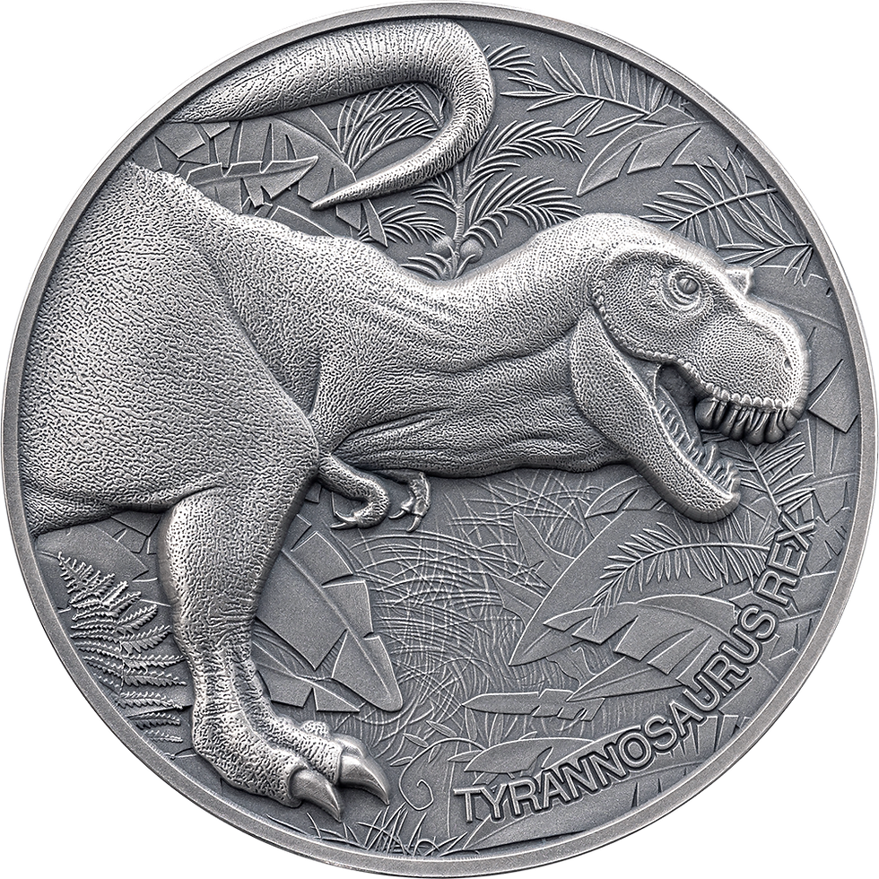 Miniatura: Tyrannosaurus Rex Lost World 2 oz Antique finish Silver 2000 Fra Cameroon 2024