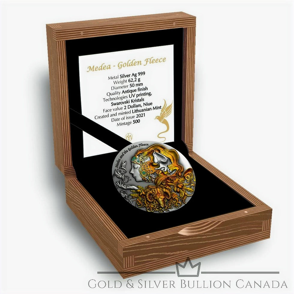 Miniatura: MEDEA ZŁOTY POLAR Mity Miłości 2 Uncje Srebrna Moneta 2$ Niue 2021
