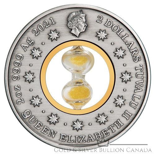 Thumbnail: HOURGLASS – 2021 2 oz Pure Silver Antiqued Coin – Tuvalu – Perth Mint
