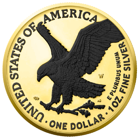 Miniatura: American Eagle 24k Gold & Black Platinum 1oz .999 Silver 1$ usa 2023