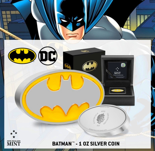 DC Comics - Batman Logo Shaped 1oz .999 Silver Coin $2 Niue 2021
