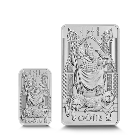 Miniatura: Norse Gods - Odin - 1oz 999.9 Silver Bar in Assay Card - The Royal Mint