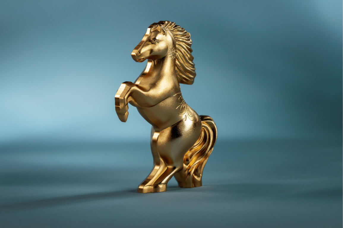 WILD HORSE Lunar Collection 1oz Gold Glided Silver 1000 Togrog Mongolia 2026