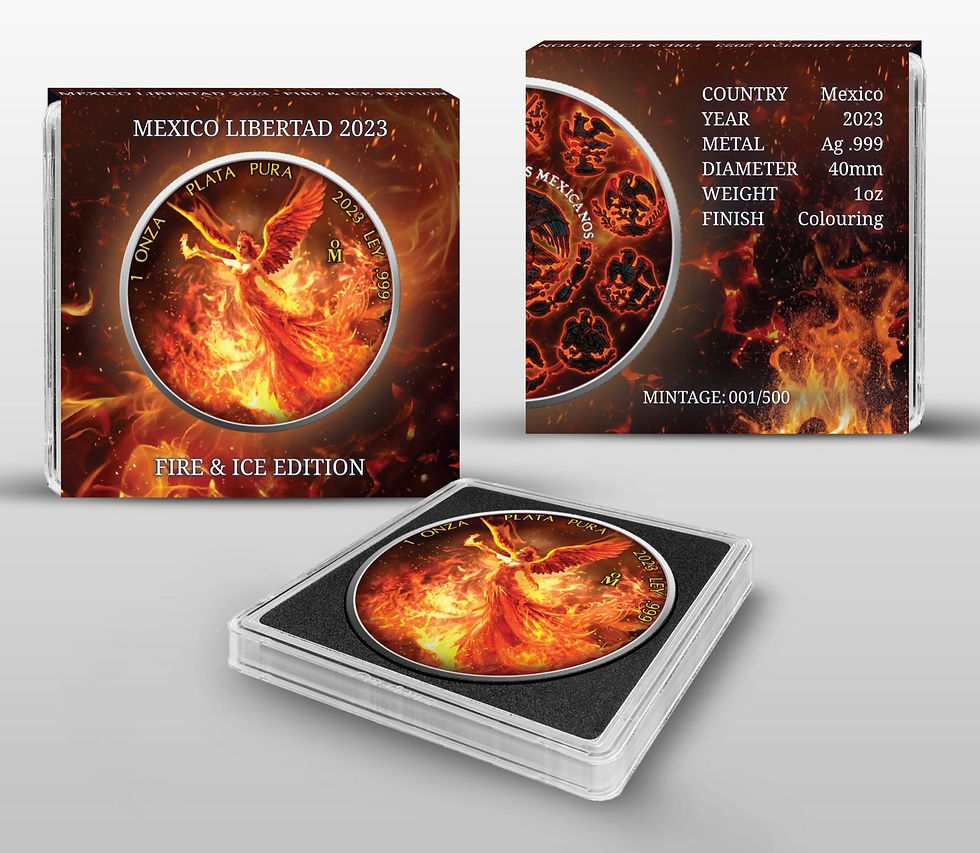 Miniaturbild: 2023 Mexico Libertad Fire & Ice Edition 2 x 1 oz Silver Coin Set