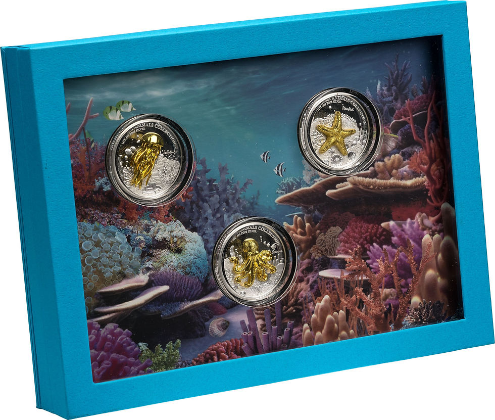 Miniatura: Golden Sea Animals Collection 3 x 1 Oz Silver Coins 2$ Samoa 2024