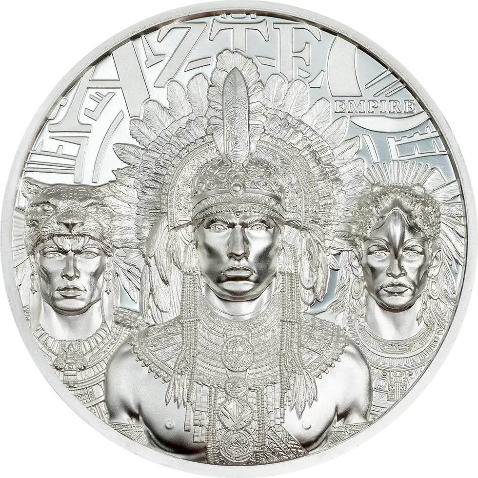 Miniatura: AZTEC EMPIRE 1 Oz Silver Coin 5$ Cook Islands 2025