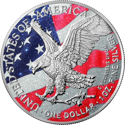 Thumbnail: THREE PRECIOUS STONES US FLAG 1 Oz Silver Coin 1$ USA 2025