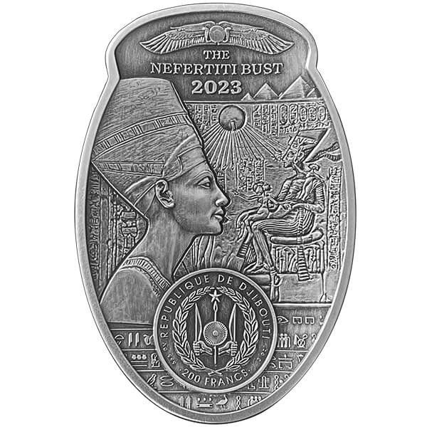 Miniatura: NEFERTITI BUST 3 Oz Silver Coin 200 Francs Djibouti 2023