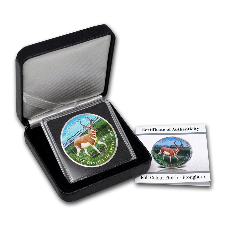Miniatura: 2013 1 OZ PURE SILVER COLOR COIN – CANADIAN WILDLIFE SERIES – ANTELOPE