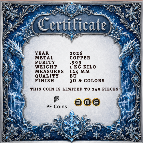 Miniaturbild: Frost Dragon: The Ice Emperor - 1kg .999 High Relief Copper Coin 2026