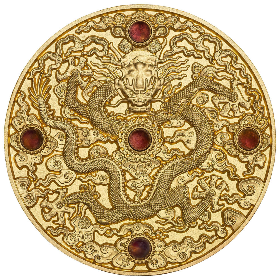 Thumbnail: DRAGON ART: Chinese Qing Dynasty 1735-1796 - 2 oz .999 Gold Glided Silver - 2023